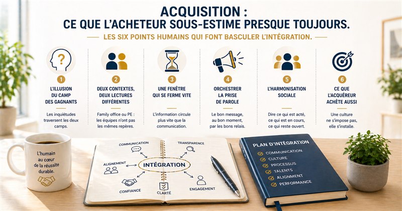 Illustration : les six points humains d'une intégration post-acquisition réussie